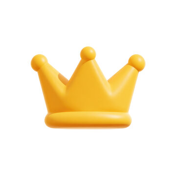 3D rendered, bright yellow crown.  Rounded, cartoonish style