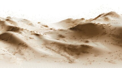 Blueprint-style rendering of a desert dune system with wind vectors, sand drift layers, and heat zones, shown on a clean white background.