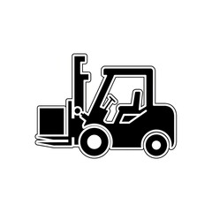 Fototapeta premium Forklift vehicle in black silhouette style on white background 
