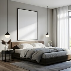 Modern Bedroom Interior Minimalist Design Natural Light.