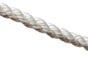 Close-up of a white braided rope diagonally positioned against a black background