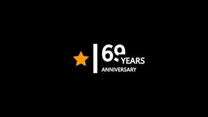 69 years anniversary motion graphic. 4K footage with star. particles and number. Animated years Birthday Wishes,with black background.