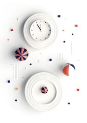 modern minimalist clocks with colorful geometric decor