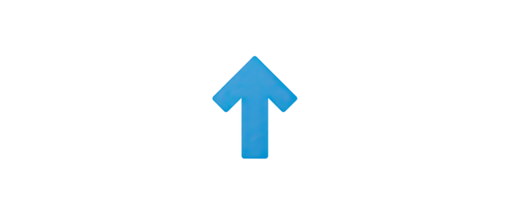 Upward-pointing, light-blue arrow graphic on a black background. The arrow has a pixelated or blocky appearance and iridescent, slightly blurry edges