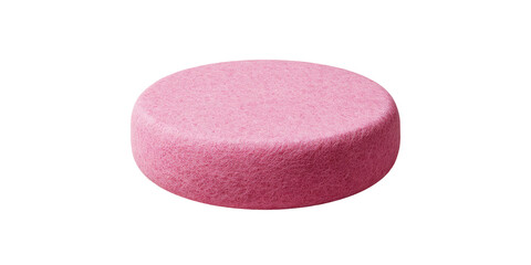 A single, round, light pink pill