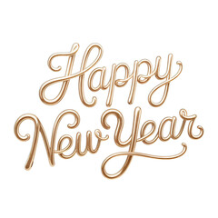 Obraz premium Elegant Happy New Year Calligraphy Festive Gold Design for Cards Greetings