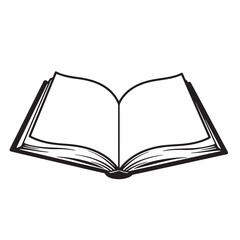 Fototapeta premium Open book with blank pages simple hand drawn black and white vector illustration