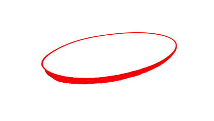 Red oval ring against black background.  Pixelated