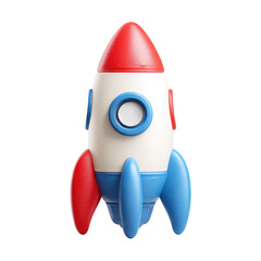 Fototapeta premium Cartoon rocket, red, white, and blue. 3D rendered, simple design, toy-like