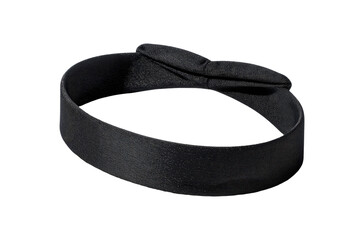 Dark gray/black fabric headband.  A simple,  flat headband, folded in a gentle loop