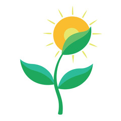 A stylized green plant with two unfurling leaves showcasing natural growth and vibrant botanical beauty in a clean vector design