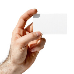 Obraz premium A hand holds a blank business card
