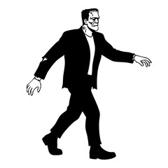 Frankenstein black and white vector illustration