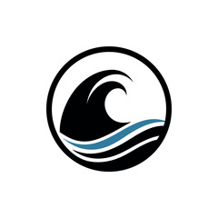Modern abstract blue wave logo design with dynamic curling motion and clean lines