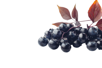 Healthy handful of blueberries isolated on transparent background