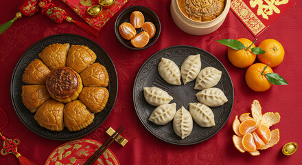Holiday Cuisine Photography Featuring Symbolic Tangerines with Natural Leaves