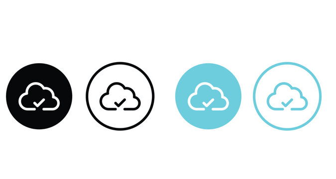 Cloud and check mark icon vector.