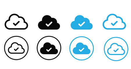 Cloud and check mark icon vector.