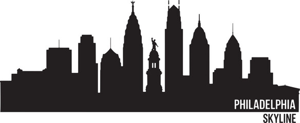 Obraz premium Philadelphia Skyline Silhouette Vector Illustration with Cityscape and Landmark Design