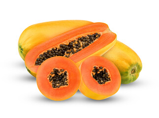 vibrant and textured papayas artfully arranged in studio