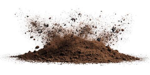 Brown powder erupting in a dynamic, textured mound