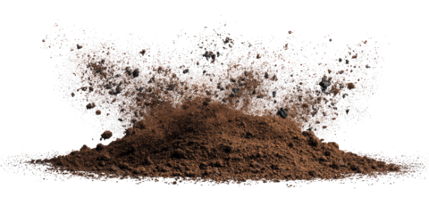 Brown powder erupting in a dynamic, textured mound