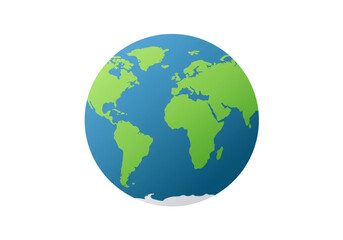 Naklejka premium Planet Earth globe vector illustration. Simple flat world map graphic icon isolated on a white background for design.