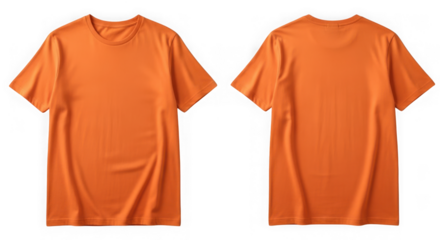 Front and back view of a bright orange short-sleeved t-shirt