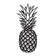 Vector illustration of a stylized pineapple in black outlined form against white background