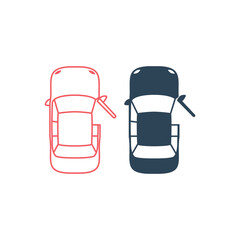 Car door open vector illustration icons set