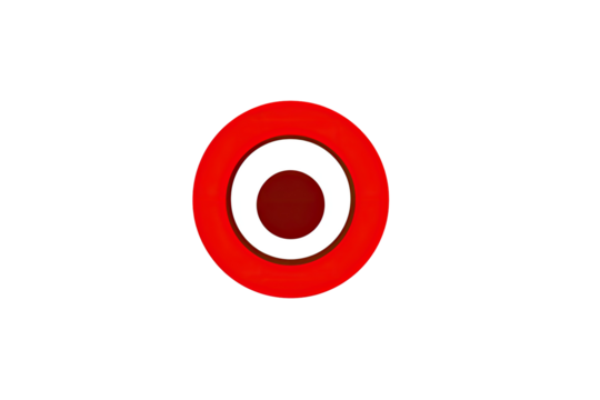 A red target with a white center, set against a black background.  The target has concentric circles