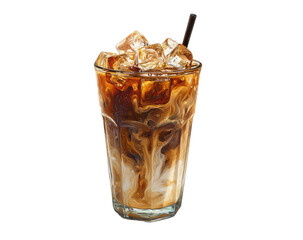 Iced coffee drink in tall glass
