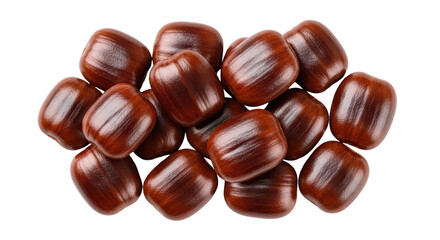 Obraz premium Pile of Shiny Brown Chestnuts Isolated 