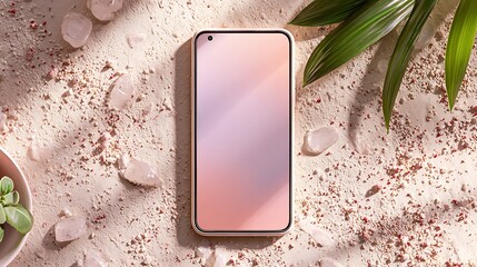 Foldable Phone Mockup with Pastel Pink Gradient Background
