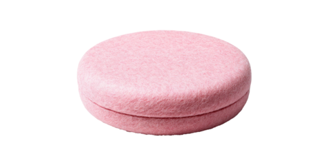 Round, light pink, textured, compact box