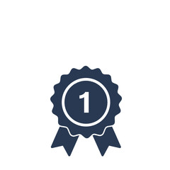 Vector graphic of a premium dark blue award ribbon badge, symbolizing excellence, top performance, and achievement