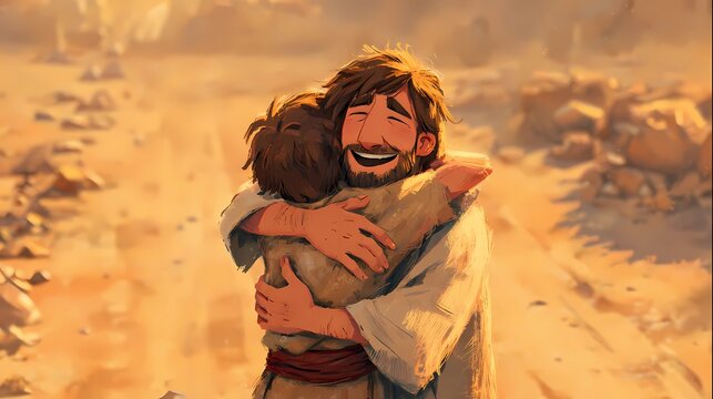 Jacob joyfully reuniting with Joseph in Egypt Bible story