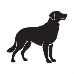 Dog silhouette vector Illustration:  Alert, Muscular Canine Standing on Rocky Ground, Vintage Style.