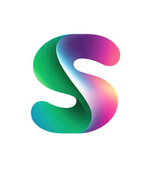 Vibrant, stylized capital letter "S" in a gradient of teal, green, purple, and pink.  The letter's curves have a soft, almost 3D appearance, with a pixelated, slightly rough edge