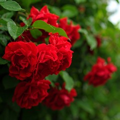 Lush red roses in a garden (1)