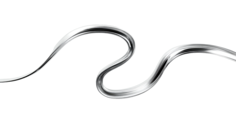 Abstract silver serpentine flowing line