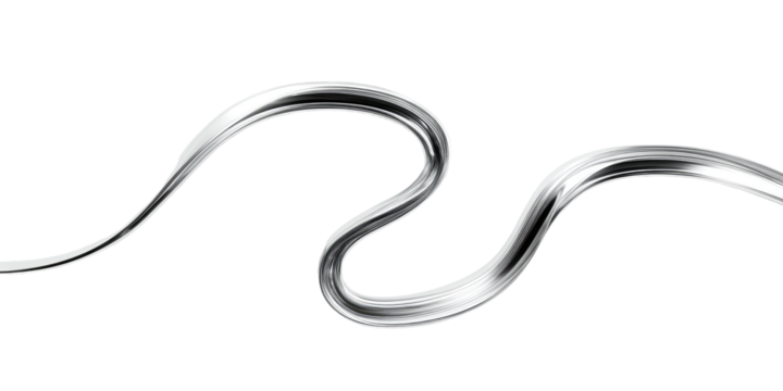 Abstract silver serpentine flowing line