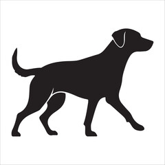 Dog silhouette vector Illustration:  Alert, Muscular Canine Standing on Rocky Ground, Vintage Style.