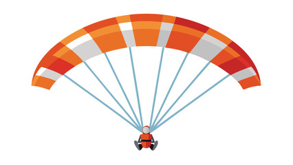 Obraz premium Isolated paraglider illustration featuring orange and white canopy against a clean white background for commercial use projects and design assets