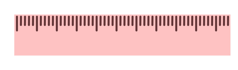 Flat minimal vector illustration of a pink ruler. Perfect for school, office, stationery, education, geometry, and creative design projects.