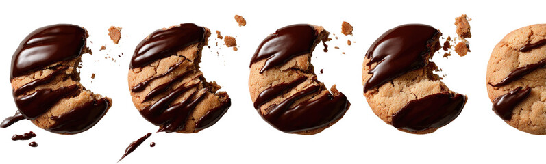 Obraz premium Chocolate-glazed cookies with a bite taken out of them