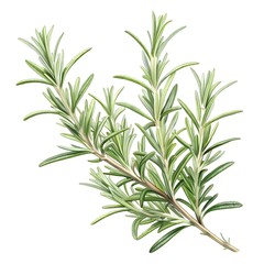 Fototapeta premium Gorizia Rosemary Elegant Tall Herb Sprigs Vibrant Aromatic Green Texture on Crisp White Background Fresh Organic Botanical Culinary Still Life