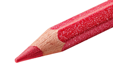 Close-up of a vibrant red colored pencil tip