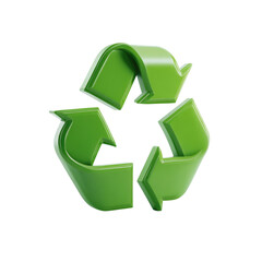 Obraz premium 3D rendered green recycling symbol