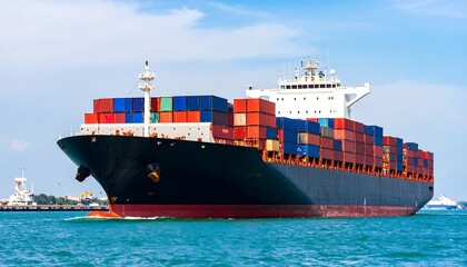 Fototapeta premium Large cargo ship at sea